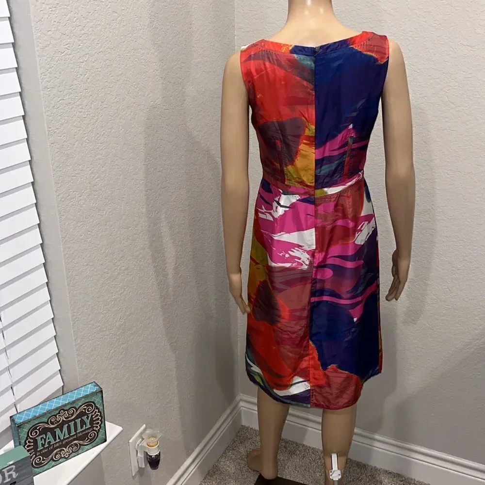 Tory Burch bright watercolors beautiful silk designer dress, fully lined.